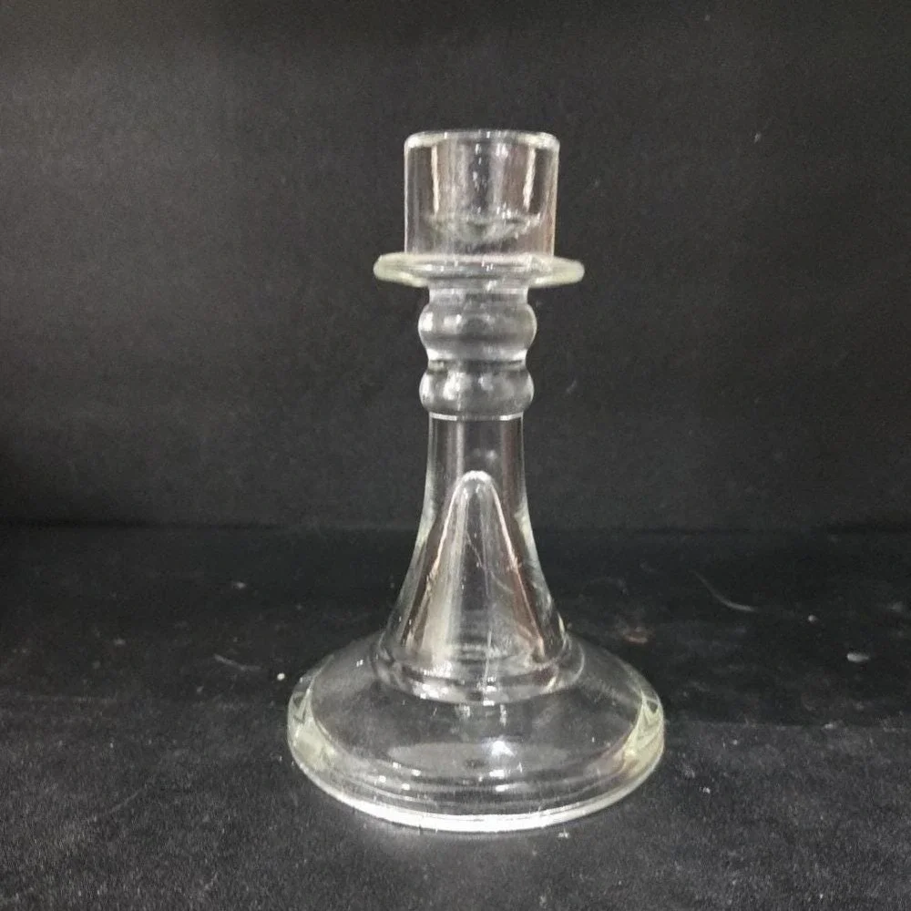 Clear Glass Candlestick Holder, Antique Single Candle Stick, Vintage Replacement